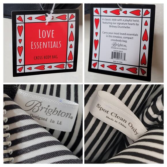 NWT Brighton LOVE Essentials Black Red Heart Dual Zip Nylon Crossbody Bag Purse - Picture 9 of 12